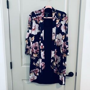 Stella & Julie Navy Blue & Mauve Flora Dress - Size 16W